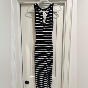 Workshop Republic Clothing Black and White Striped Midi Dress